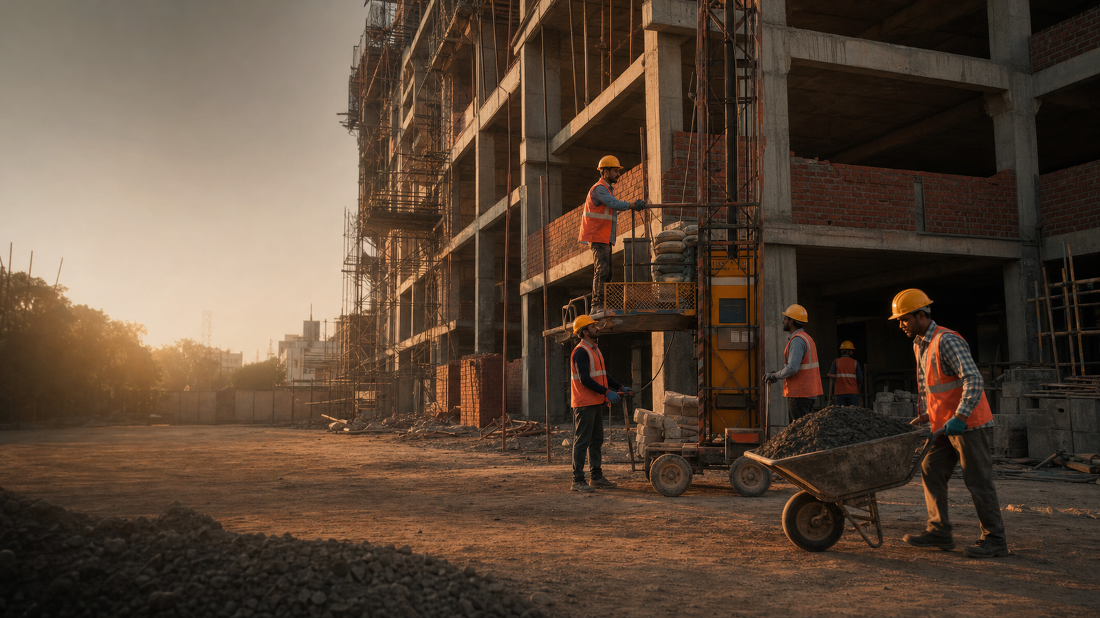 Construction equipment at a job site