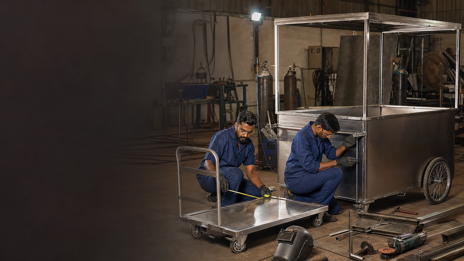 Skilled steel fabricator at work